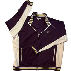 RETRO FOX Womens Size 2XL Athletic Style Jacket Purple and White Front Pockets